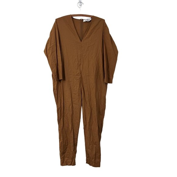 Roucha Womens Brown Cotton V-Neck Minimal Jumpsuit Size BB 6-8 - Picture 1 of 6